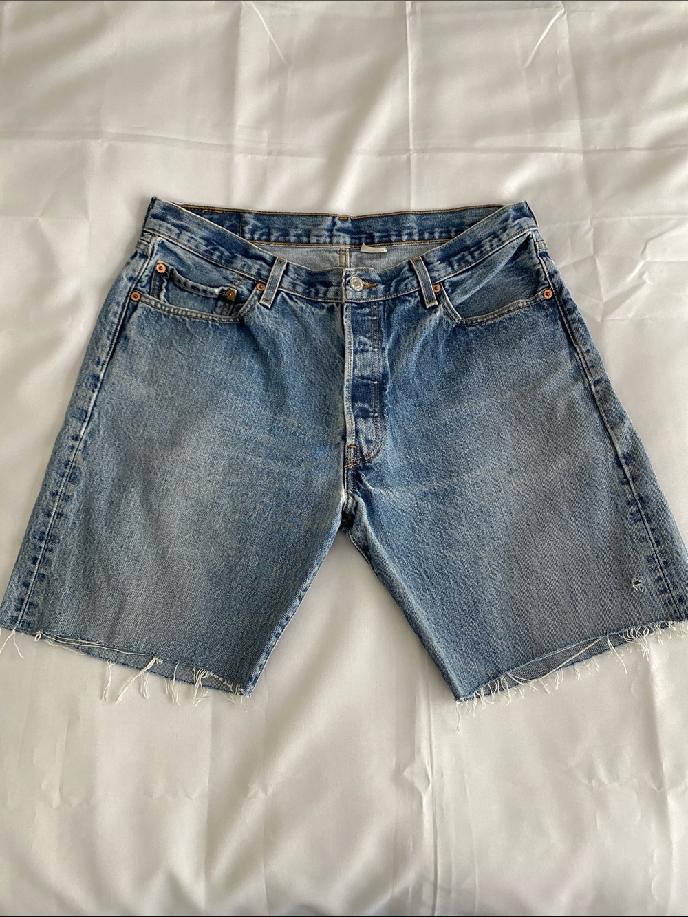 Levi's Faded Blue DIY Cutoff Denim Shorts